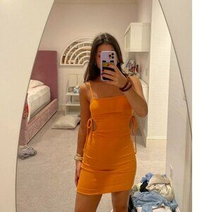 Zara Cut Out Dress in Orange size M